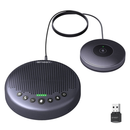 EMEET Conference Speaker and Microphone w/8+1 Mics, 360° Voice Pickup, Noise Reduce, Bluetooth/USB/Dongle Speakerphone for 14 People w/Daisy Chain for 25, Compatible w/Leading Platforms, 2025 Version