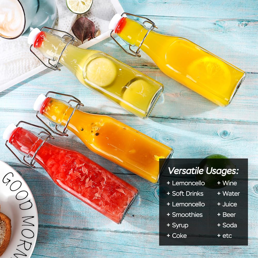 ZEBEIYU Swing Top Glass Bottles 8 oz with Airtight Lids for Home Brewing, Kombucha, Kefir, Vanilla Extract, Beer, Oil, Vinegar, Homemade Juices, Water,Soda Set of 9