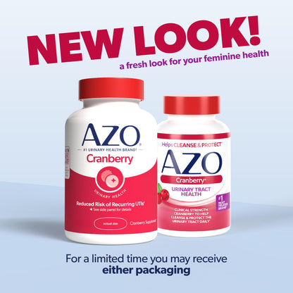 AZO Cranberry Supplement, Made with Concentrated Whole Fruit Cranberry Powder to Help Cleanse and Protect the Urinary Tract*, Sugar Free Cranberry Pills, Non-GMO, 100 Softgels