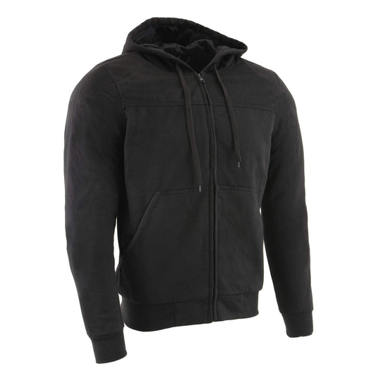 Milwaukee Leather MPM1788 Men's Black CE Approved Armored Riding Hoodie Sweater w/Aramid by DuPont Fibers - Medium