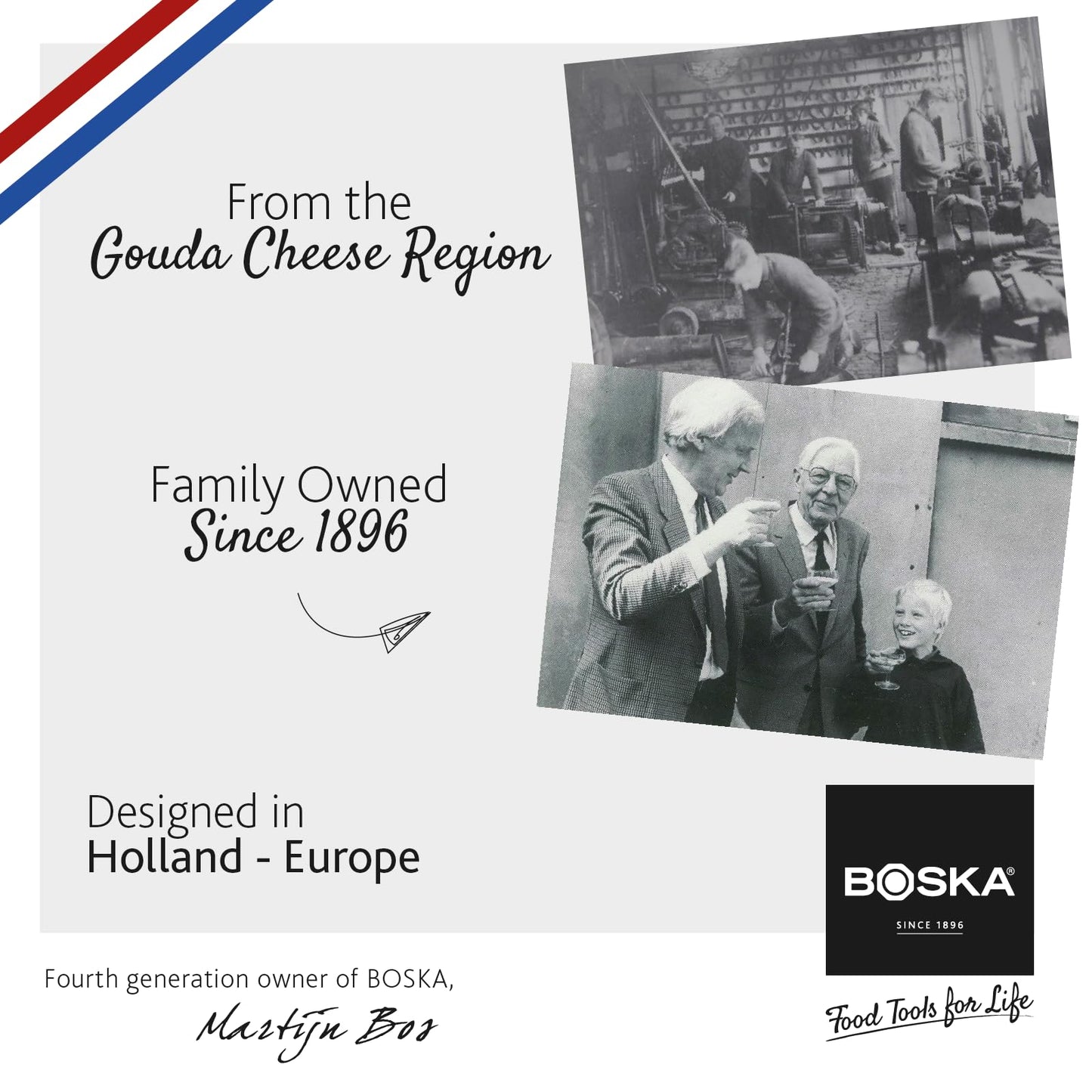 Boska Stainless Steel Grater - Cheese Grater Copenhagen Best for Hard Cheese, Citrus, and Vegetables - Multifunctional Rust-Proof Shredder - Manual Handheld - 10 Year Warranty