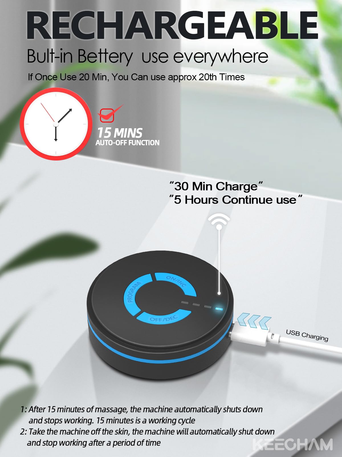 Tens Black Unit with 2 Pads,EMS Microcurrent Mini Massager Machine,Low Frequency Multi Function Physiotherapy Instrument Muscle Stimulator,Full Body Pain Relief Therapy Device