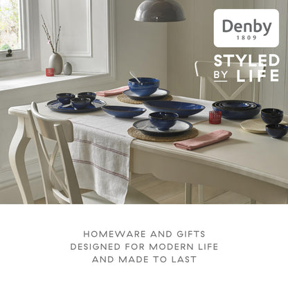 Denby - Imperial Blue Dinner Set For 4-16 Piece Ceramic Tableware Set Blue, White - Dishwasher Microwave Safe Crockery Set - 4 x Dinner Plate, 4 x Small Plate, 4 x Cereal Bowl, 4 x Coffee Mug