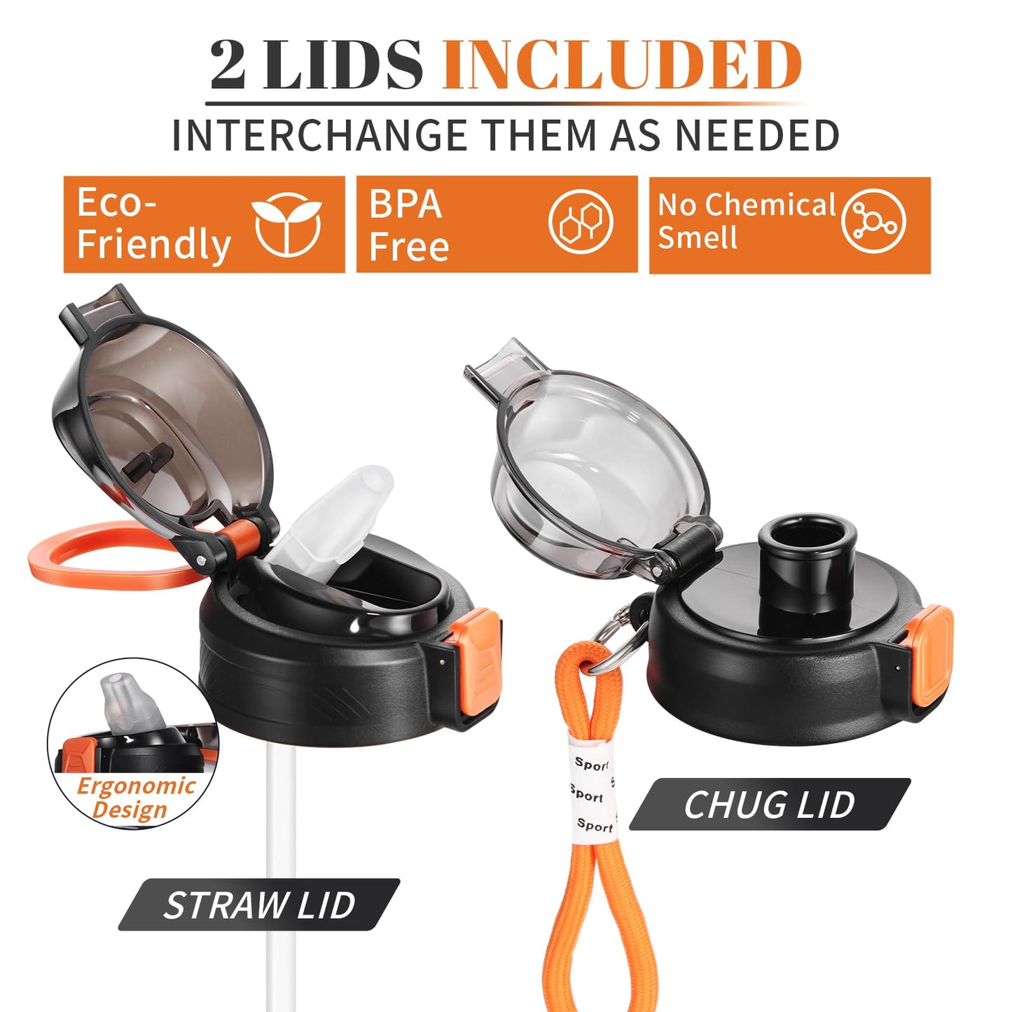 Feeljuly 1 Gallon Water Bottle with Straw, 128 oz Large Water Jug with Times to Drink, Reusable Leak Proof with Handle, 2 Lids BPA Free Big Sports Bottles for Fitness Gym Camping (Grey, 128 Ounces)