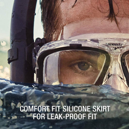 Speedo Unisex-Adult Swim Snorkel Dive Mask Anti-Fog with Nose Cover Adventure Series, M Blue, One Size