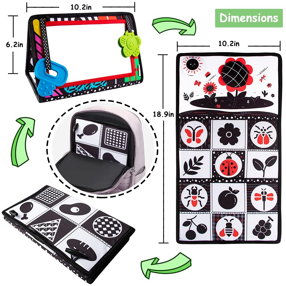teytoy Tummy Time Mirror Infant Newborn Toys 0-3 Months Brain Developmental Baby Mirror Tummy Time Black and White High Contrast Baby Toys 4 6 9 12 Month Boys Girls Crawling Sensory Toy