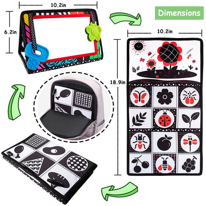 teytoy Tummy Time Mirror Infant Newborn Toys 0-3 Months Brain Developmental Baby Mirror Tummy Time Black and White High Contrast Baby Toys 4 6 9 12 Month Boys Girls Crawling Sensory Toy