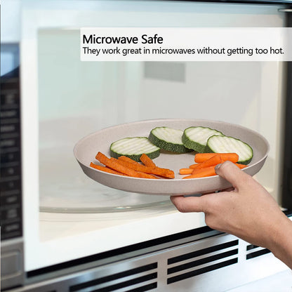 【Non Ceramic】 9 Inch Dinner Plates,BPA-Free Wheat Straw & Plastic Plates,Off White Plate Set Dishwasher and Microwave Safe Plates - Set of 8