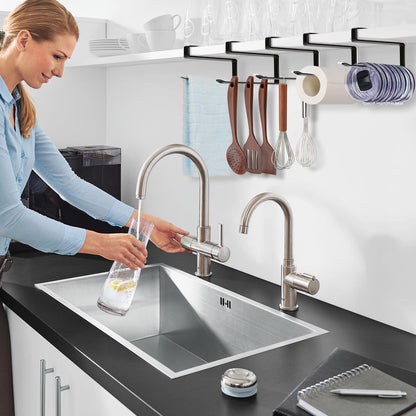 Tumbler Lid Organizer, Horizontal Tumbler Lid Storage Hook Up to 10 Lids, Space Saving Cup Lid Holders Under Cabinet Tumbler Lid Hook for Kitchen Organizer and Storage,Hanging Paper Towel Rack Hanger