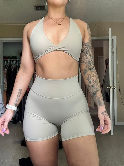 Aoxjox Women's Workout Sports Bras Fitness Sienna Low Impact Bra Yoga Crop Tank (Mink, Small)