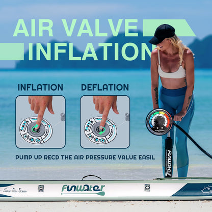 FunWater Inflatable Stand Up Paddle Board Ultra-Light Inflatable SUP Board Paddle Blow up Paddle Boards for Adults with SUP Advanced Accessories, Double-Ended Paddle, Seat, Pump, Backpack, Leash