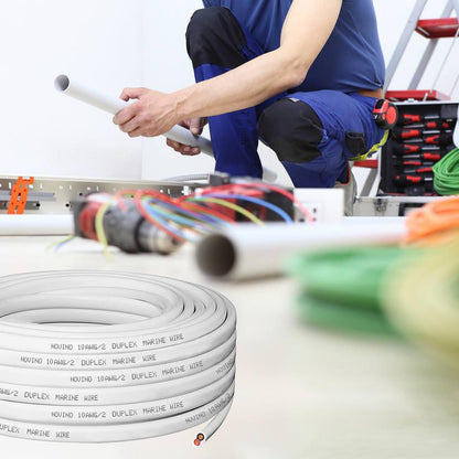 10 Gauge Marine Wire,10 AWG 30ft Duplex Marine Grade Wire Tinned Copper Oxygen-Free Insulated Red& Black Electrical Cable for Boat/Automotive/RV/Camper/Trailer