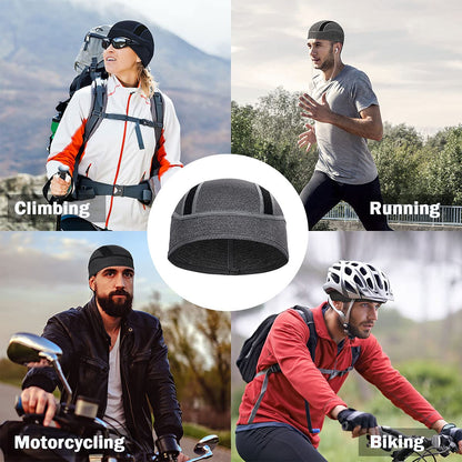 Skull Cap Helmet Liner Beanie, Cooling Mesh Cycling Running Hat for Men Women, Fits Under Helmets (Black & Dark Blue)