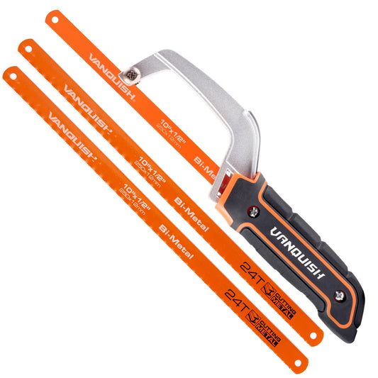 VANQUISH Aluminum Frame Mini Wood Hack Saw with 2 Piece Extra Flexible Bi-Metal HSS Blades Cutter Hand Hacksaw for Woodworking and Metal NW4851