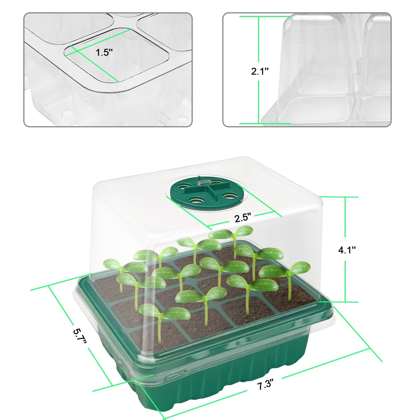 Seed Starter Tray, 2 Pcs Plant Propagation Station with Grow Light,Seedling Starter Trays with Timing Controller,Mini Greenhouse Kit with Humidity Domes and Base,Plant Tray for Seeds Growing Starting