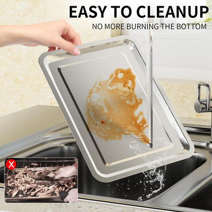 Air Fryer Basket, OPENICE 2 Set Air Fryer Pan and Crisper Tray for Oven, Non-stick Oven Air Fryer Basket for Baking and Crispy Foods - Large & Medium