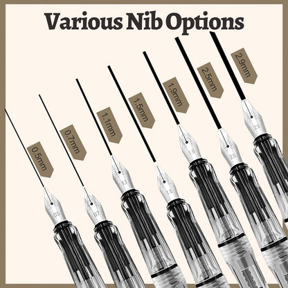 Calligraphy Set, 7 Pcs Fountain Pen with Different Replaceable Nib and 40 Replaceable Ink Cartridge in 11 Color for Beginner Writing and Drawing Calligraphy Kit