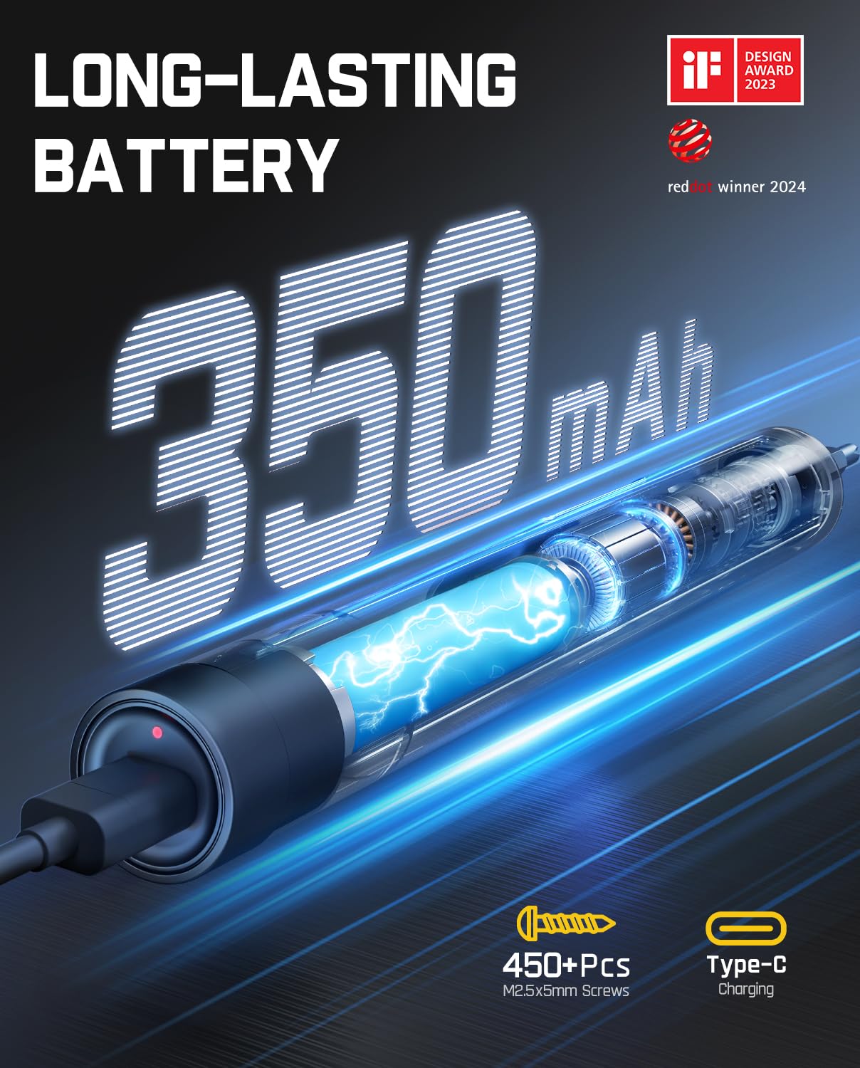 Fanttik E1 Max Electric Screwdriver, Mini Precision Screwdriver Set, 50 Magnetic Bits, Magnetic Storage, 5/32‘’Hex, Repair Tool Kit for Electronics Phone Camera Laptop Watch (Grey)