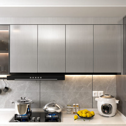 Cohoo Home Stainless Steel Contact Paper Peel and Stick Countertop Silver Stainless Steel Wallpaper for Kitchen Backsplash Self Adhesive Wallpaper Dishwasher Fridge Appliances Cover 17.7inW 197inL