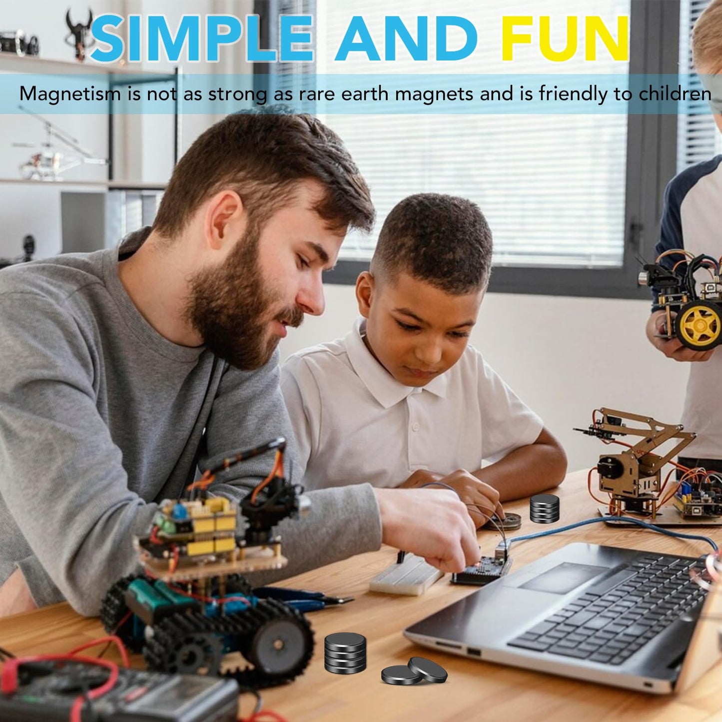 TRYMAG Small Flexible Magnets Round Disc 18x3mm for Crafts with Adhesive Backing, 20Pcs Tiny Flat Circle Ferrite Industrial Magnets for Office, Classroom, Science, Hobbies, Project - 0.7Inch