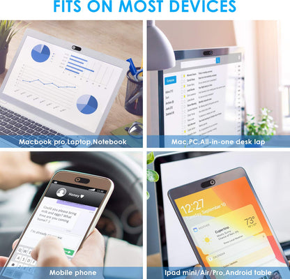 Webcam Cover Slide, 0.028-Inch Ultra-Thin Camera Blocker for MacBook, iMac, Laptop PC, Desktop, iPad, iPhone, Smartphone, Web Cam Privacy Cover Protect Visual Privacy&Security (Black/White/Red-3 Pack)