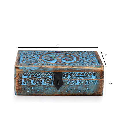 BHAVATU |Wooden Jewelry Box, Tarot Box, Celestial Home Decor, Witch Box, Tree of Life, Trinket Box |Size- 8" x 5" x 2.5",| Decorative Storage Bin