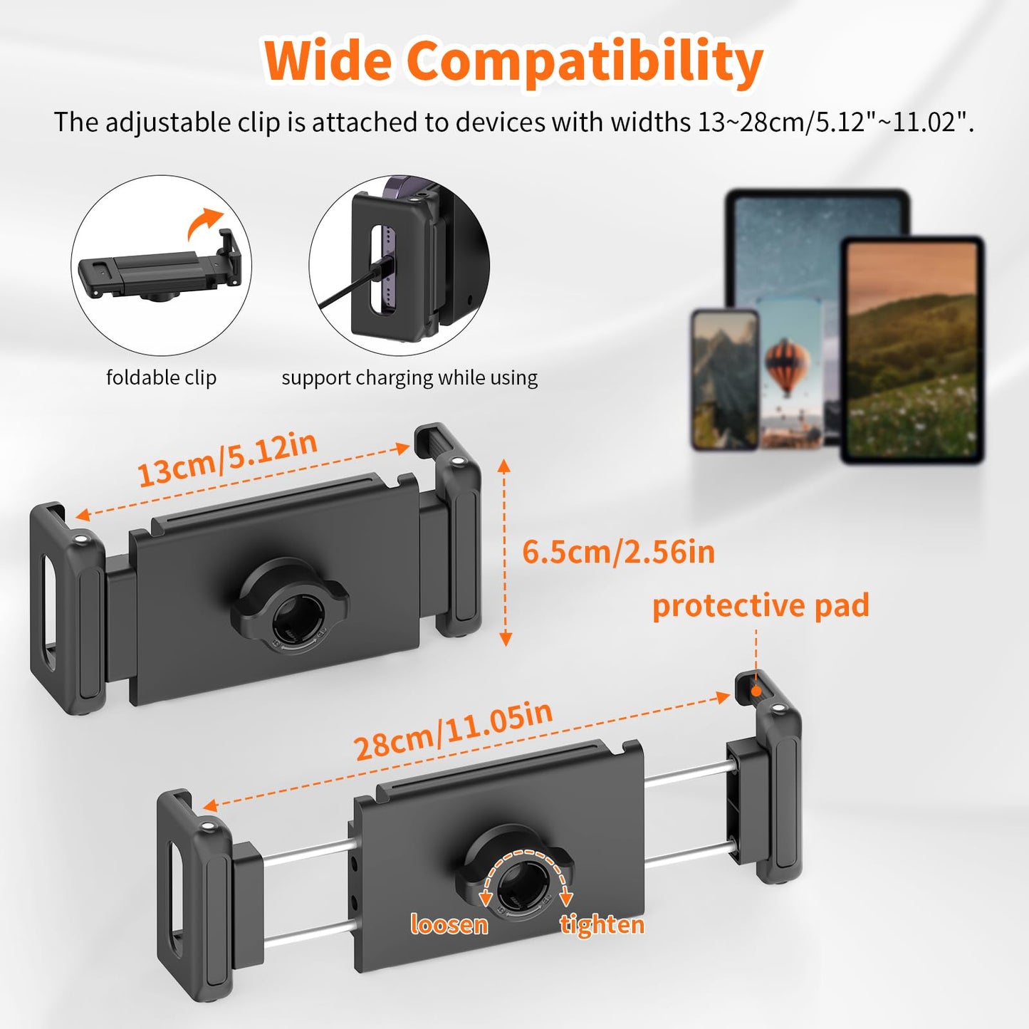 XXZU 72in Tablet Floor Stand Tripod,Tablet Stand Floor with 360° Ball Head,Height Adjustable Floor Stand Holder with Case,Tall Tripod for Phone/Music/Stream/Recording and All 4.7-13” Devices