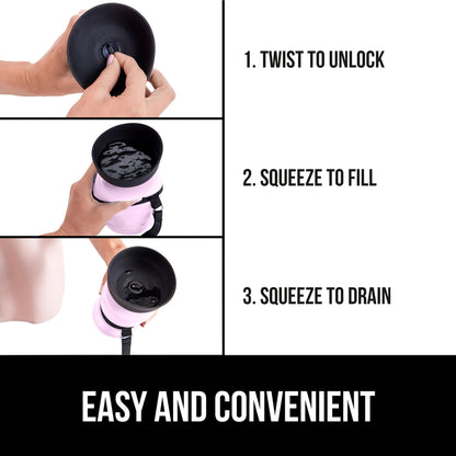 GORILLA GRIP Dog Water Bottle, Portable Water Bowl Dispenser for Dogs, 12 oz Leak Proof Pet Travel Squeeze Bottles, Food Grade Silicone, to Go Puppy Essentials, Hiking Camping Trip Accessories, Pink