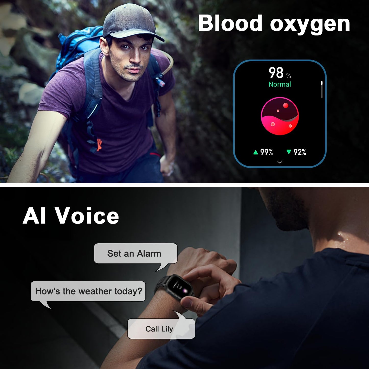 Smart Watch for Men Fitness Tracker: Make/Answer Call Military Smart Watches for Men Digital Mens Watches Running Waterproof Smartwatch Android Phones iPhone Samsung Compatible Heart Rate Monitor