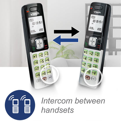 VTech CS6719-2 2-Handset Cordless Phone with Caller ID/Call Waiting, Handset Intercom & Backlit Display/Keypad, Silver