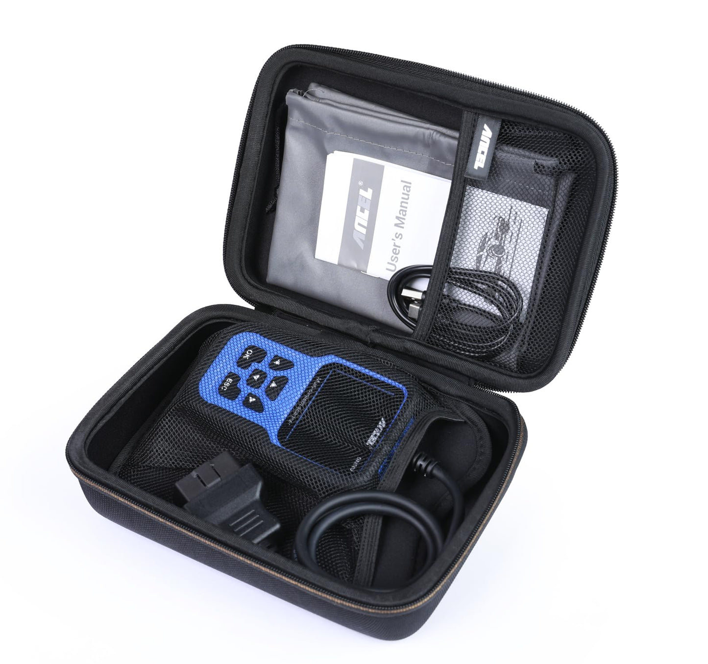 ANCEL Large Protective Case for OBD2 Scanner and Code Reader, Diagnostic Scan Tool Battery Tester, Storage Box (L) Compatible with ANCEL Products