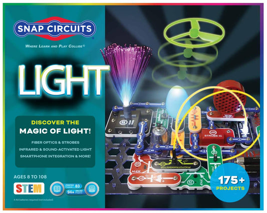Snap Circuits Light Electronics Exploration Kit | Over 175 Exciting STEM Projects | Full Color Project Manual | 55+ Snap Circuits Parts | STEM Educational Toys for Kids 8+