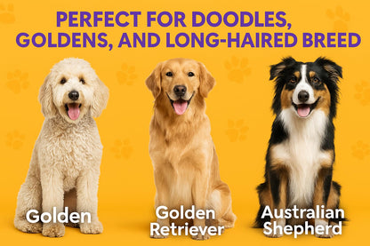 Round Bristle Pet Brush for Dogs and Cats - Soft Dog Brush for Grooming Short or Long Hair - Gentle Tool for Sensitive Skin Removes Dander, Dirt, and Detangles (Purple)