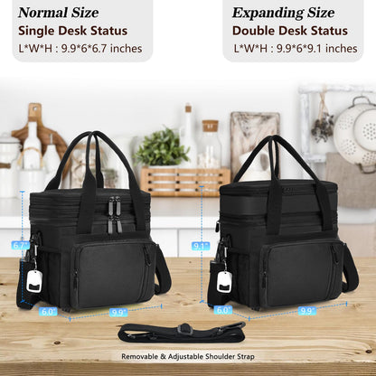 BAGNN Lunch Box & Lunch Bag for Men Women, Large Insulated Adult Lunch Box, Leakproof Cooler Lunchbox with Bottle Opener for Work Picnic Beach, 16L, Black