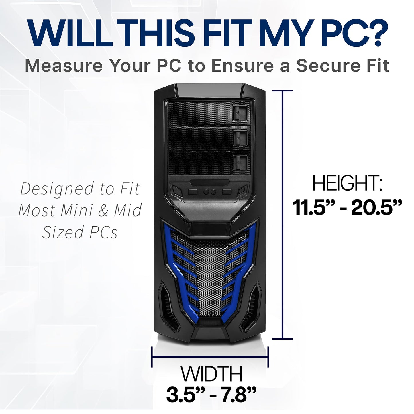 VIVO Adjustable Under Desk and Wall 3.5 to 7.8 inch Wide Office PC Mount, Computer Case CPU Machine Holder Stand with Swivel and Secure Locking, Holds 22 lbs, Black, MOUNT-PC01