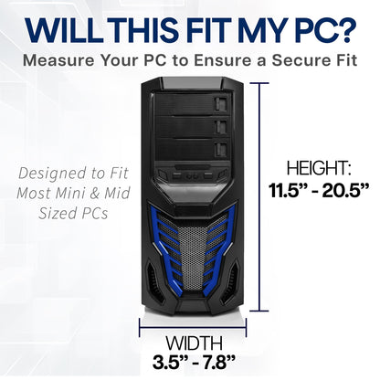 VIVO Adjustable Under Desk and Wall 3.5 to 7.8 inch Wide Office PC Mount, Computer Case CPU Machine Holder Stand with Swivel and Secure Locking, Holds 22 lbs, Black, MOUNT-PC01