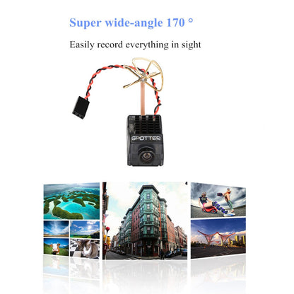 Crazepony Spotter V2 Micro FPV AIO Camera 5.8G with OSD Integrated Mic FOV170 Degree 700TVL Video Transmitter 40CH 20MW-200MW Adjustable VTX for Mini FPV RC Drone