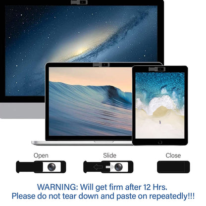 ShinyFX Webcam Cover Slide, Privacy Security Cover, Large Size for Laptop Desktop PC Web Camera, Ultra Thin Privacy Shelter from Breath Lamp for iPad iPadmini iMac Mac Book Mini (Black L-3 Pack)