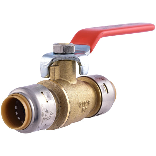 SharkBite Max 1/2 x 1/2 Inch Ball Valve, Push To Connect Brass Water Shut-Off Plumbing Fitting, UR22222