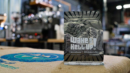 Wake The Hell Up! 12oz Ultra-Caffeinated Peanut Butter Cup Ground Coffee, Low Acid, Medium-Dark Roast