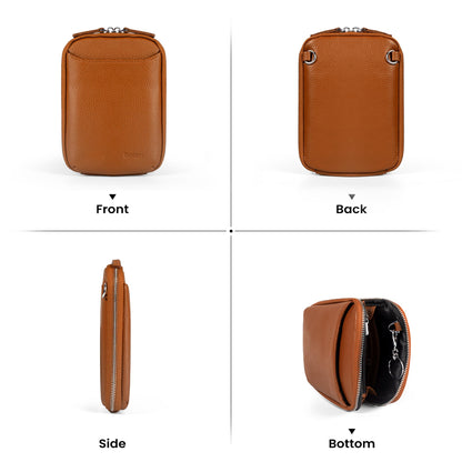 befen Genuine Leather Brown Small Crossbody Bag Wallet Purse RFID Purses for Women Crossbody Anti Theft - Cognac Brown