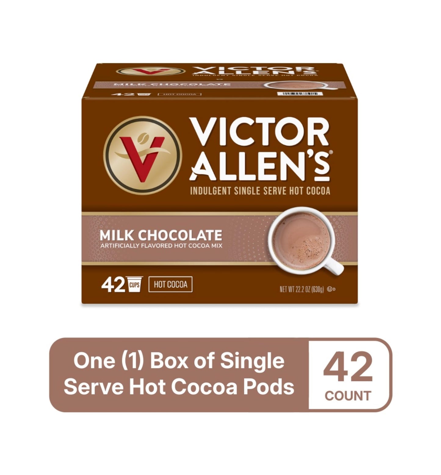 Victor Allen's Coffee Milk Chocolate Hot Cocoa SSC, 42 Count, Single Serve K-Cup Pods for Keurig K-Cup Brewers