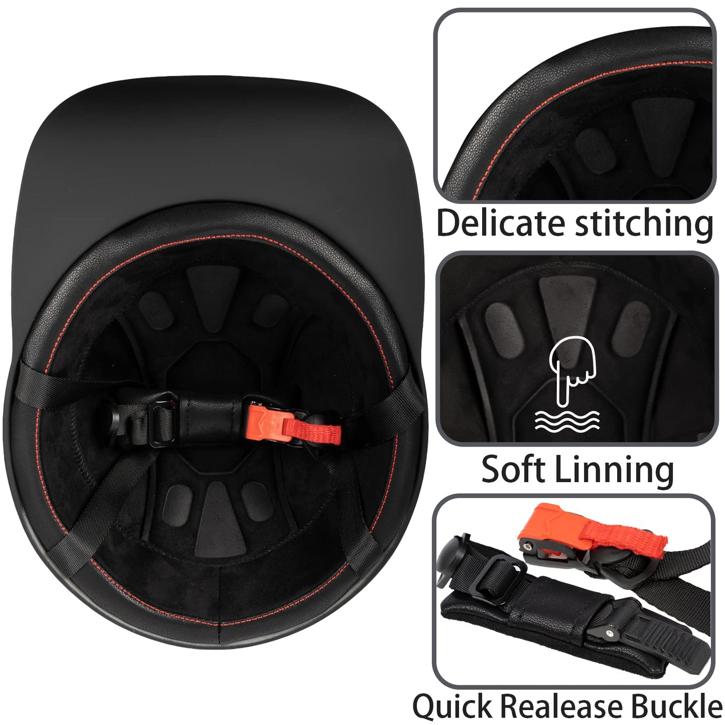 Yesmotor Baseball Style Cap Retro Motorcycle Helmet Unisex-Adult - DOT Approved (Matte Black, L)