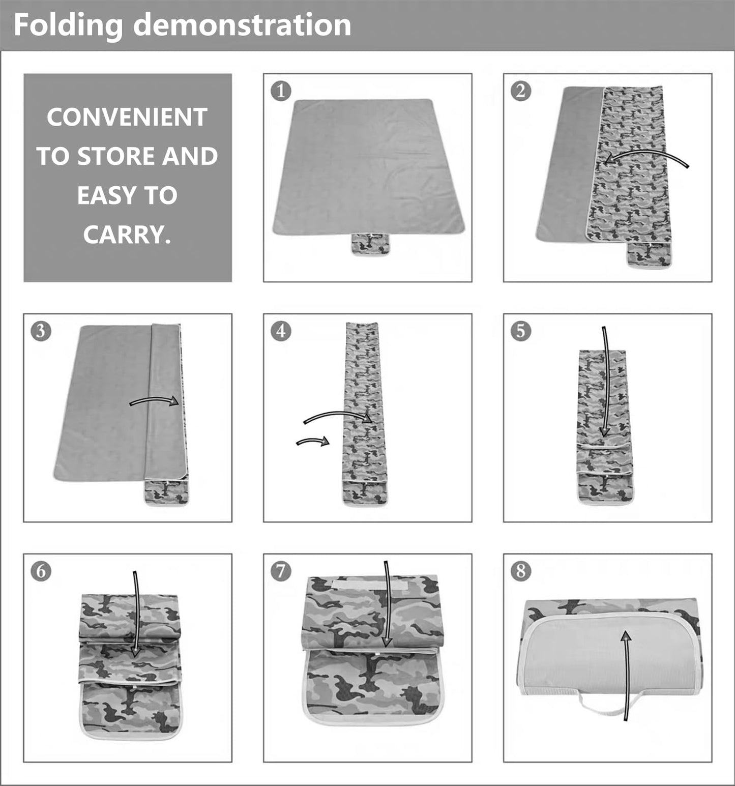 Wind Tour Family Outdoor Waterproof Durable Picnic Blankets with Carry Strap Foldable Sandproof Picnic Floor Mat for Kids Playground Camping Hiking Grass Travelling (1, Grey Grid)