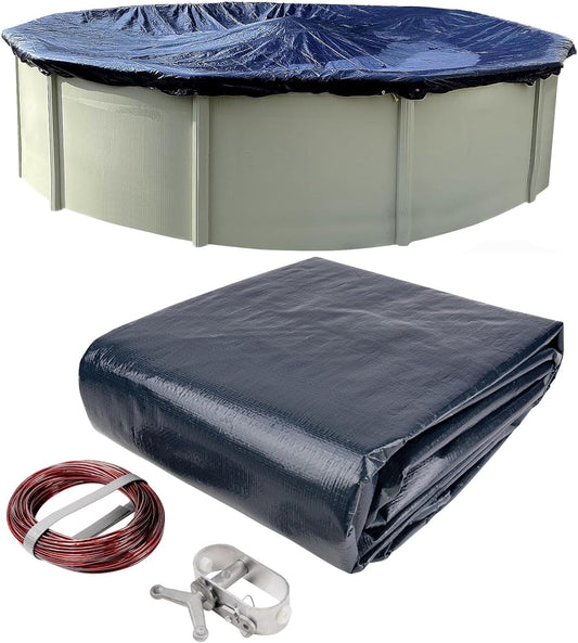Winter Block 18’ ft. Round Pool Winter Cover for Above Ground Pools - 8-Year Warranty, Cold and UV Resistant, Weatherproof and Durable, Winch & Cable Included