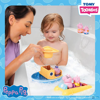 Toomies Peppa Pig Bath Toys - Peppa’s Boat Adventure Bath Toy Set - Includes 2 Boat Toys and 5 Peppa Pig Figures - Peppa Pig Toy Boats - Toddler Bath Toys for 18 Months and Up
