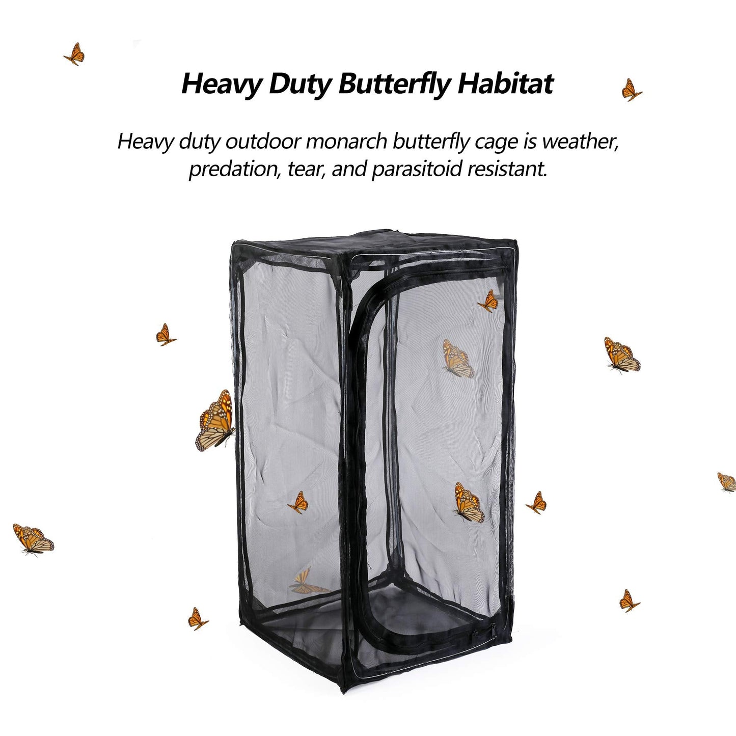 30" Heavy Duty Monarch Butterfly Habitat, Outdoor Collapsible Insect Mesh Cage Terrarium Pop-up with Zipper Protection