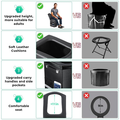 2025 Upgraded 16.5'' XL Portable Toilet for Adults,Tall Camping Toilet with Lid and Convenient Carry Bag, Portable Potty for Camping, Hiking, Car Travel,Truck, RV, Boating, Road Trips, Beach