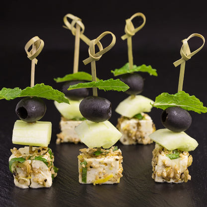 200PCS Cocktail Picks Bamboo Skewers for Appetizers, Fancy Toothpicks for Appetizers, 4.7 Inch Long Decorative Knot Bamboo Cocktail Sticks for Party Drinks Food Fruit Charcuterie Boards Accessories