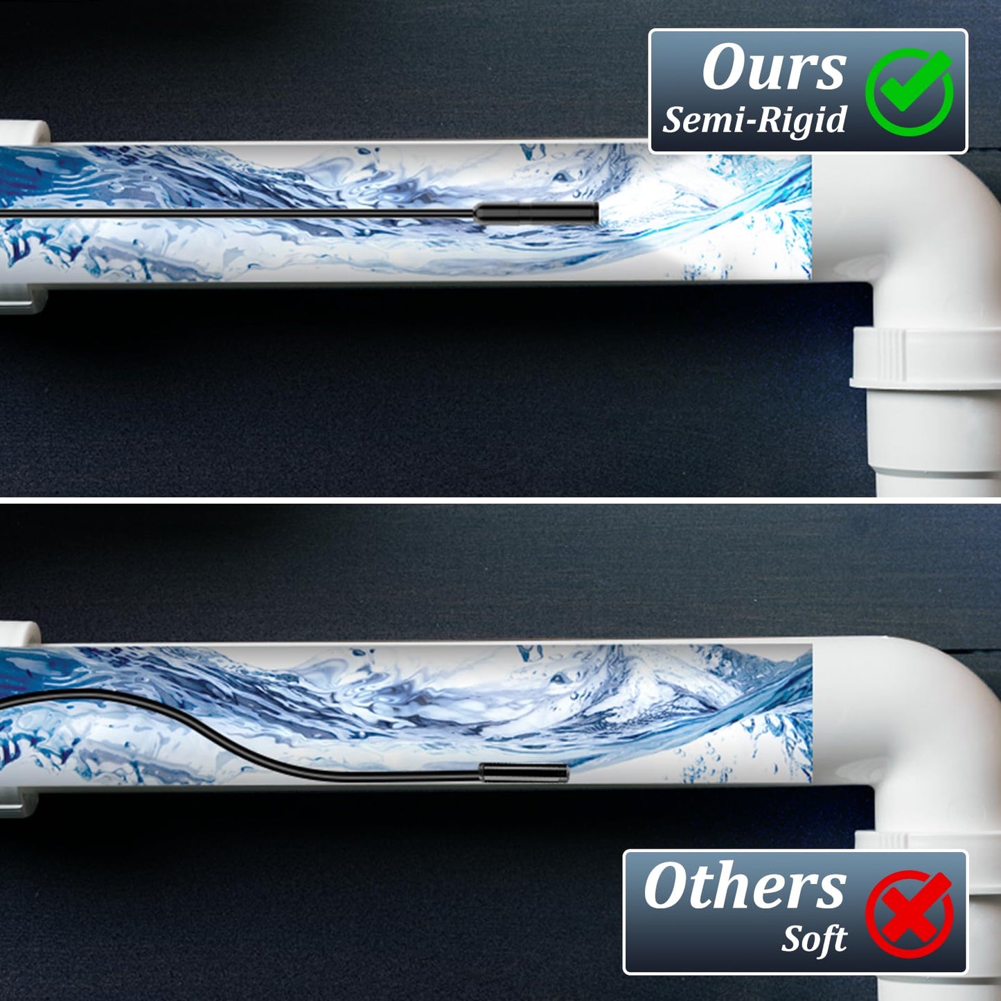 Endoscope Camera with Light, 1920P HD Borescope Camera with 8 Adjustable LED Lights, 16.4ft Semi-Rigid Snake Camera with Light, IP67 Waterproof 7.9mm Inspection Camera for iOS and Android